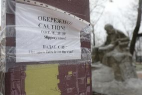 Slippery snow in Kyiv