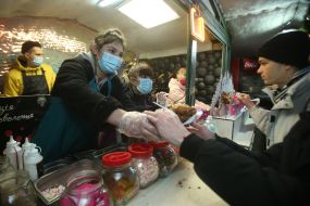 Sellers in medical masks