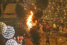 During the opening of the main Christmas tree in Kyiv, a garland caught fire
