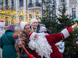 Animator dressed as Santa Clauses