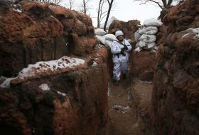 Ukrainian Marines at a position near occupied Horlivka