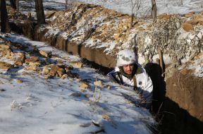 Ukrainian Marines at a position near occupied Horlivka