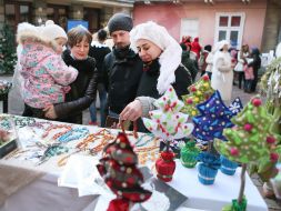 Charity fair of Christmas and New Year decorations