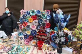 Charity fair of Christmas and New Year decorations