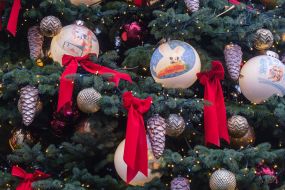 New Year's toy on Christmas tree