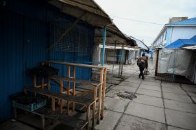 Crowded market area in Kiev