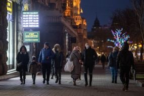 Passers-by on the street in Kiev