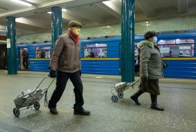 Passengers at the subway station