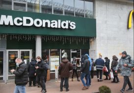 People stand in line