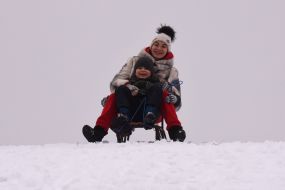 Children are sledding
