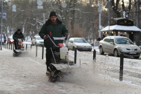 Snow removal on the street in Kiev