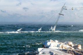 The sea "steams"