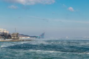 The sea "steams"