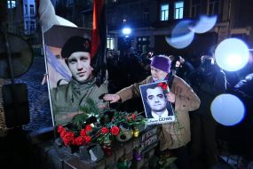 A procession in memory of the first fallen Heroes of the Heavenly Hundred