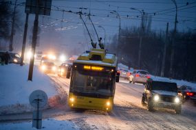 Transport on a snowy road