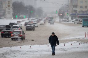 Passers-by on a snowy street