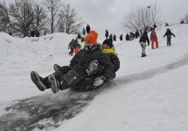 Sledding from the slide