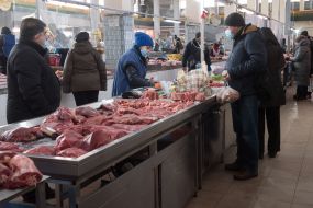 Meat on the counter  at one of the markets in Zaporozhye
