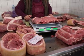Meat on the counter  at one of the markets in Zaporozhye