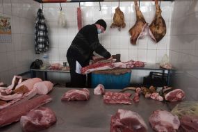 Meat on the counter  at one of the markets in Zaporozhye