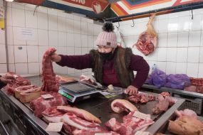 Meat on the counter  at one of the markets in Zaporozhye