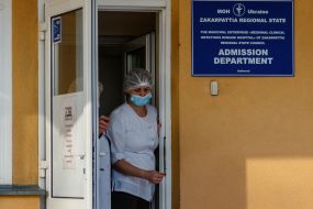 Infectious disease doctors on the territory of the Regional Clinical Infectious Diseases Hospital in Uzhhorod