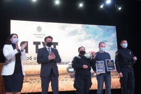 Participants of the ceremony in medical masks