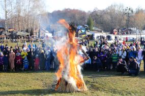 Burning stuffed animal in winter