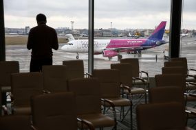 Passenger in the waiting room of the airport "Kiev"
