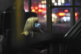 Woman in a protective mask