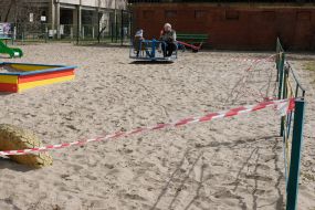 Fencing tape on the playground