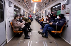 Passengers in a subway car