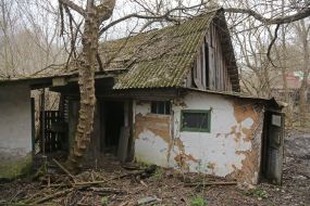Dilapidated house in Chernobyl