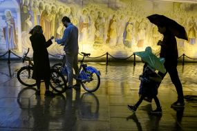 People near St. Michael's Cathedral