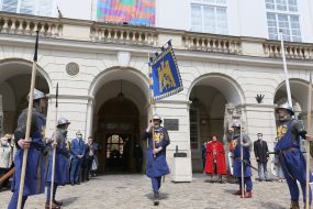 Participants of the event in costumes of knights