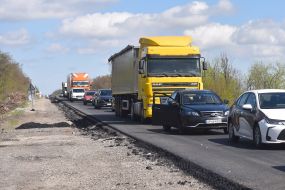 Cars on the repaired road