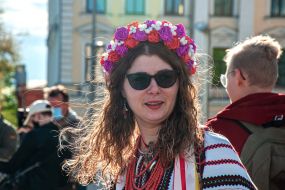 The girl in an embroidered shirt