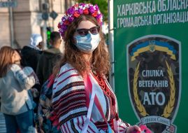 The girl in an embroidered shirt
