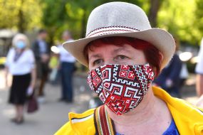 Woman in a medical mask