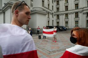Action "Enough to sponsor Lukashenko's state terrorism!" near the Ministry of Foreign Affairs