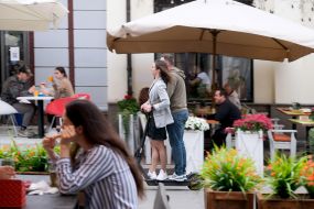 Young couple on electric scooter