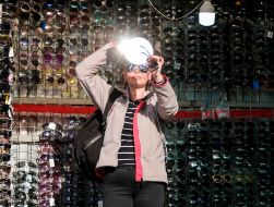 Girl chooses sunglasses