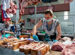 Meat department at the Central Market in Kharkiv