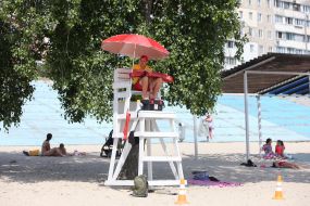 Lifeguard on a lifeguard on one of the beaches in Kiev