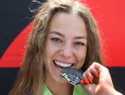 Girl with a medal