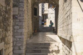 Tourist near the Cathedral of St. James