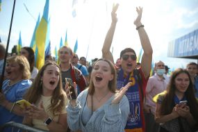 Meeting of football players of the national team of Ukraine at the Boryspil airport
