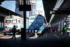 Trains at the railway station in Kiev