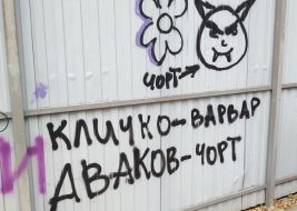 Drawings and inscriptions on the fence