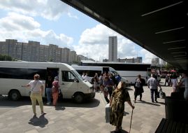 Transport and passengers near the Central Bus Station